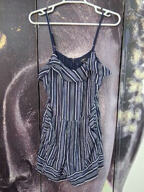 Ann Taylor LOFT Navy Striped Romper